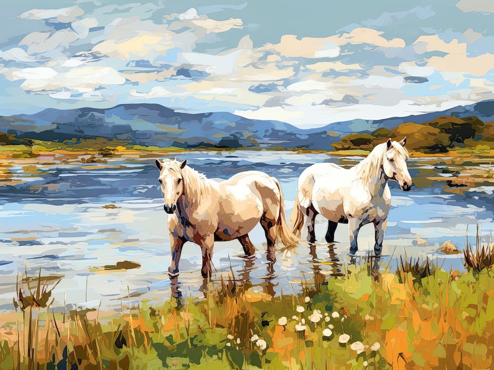 Horses Painting In Lake District, England, Landscape 3
