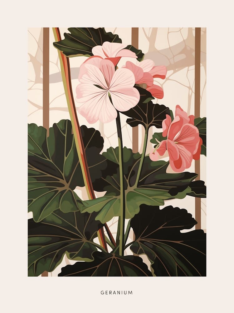 Flower Illustration Geranium 1 Poster