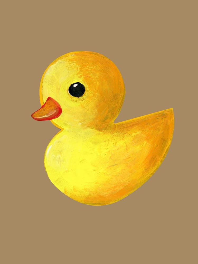Yellow Rubber Duck beige painting bathroom art bathtub cartoon funny kids children toy