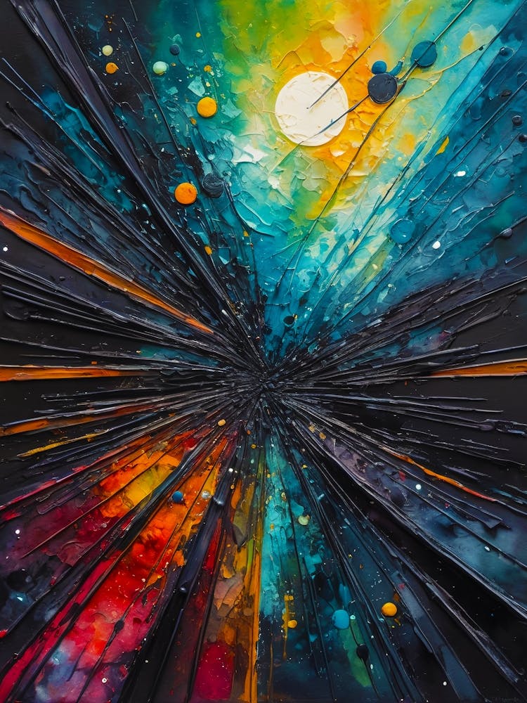 Space Burst Abstract Paint Vibrant colors