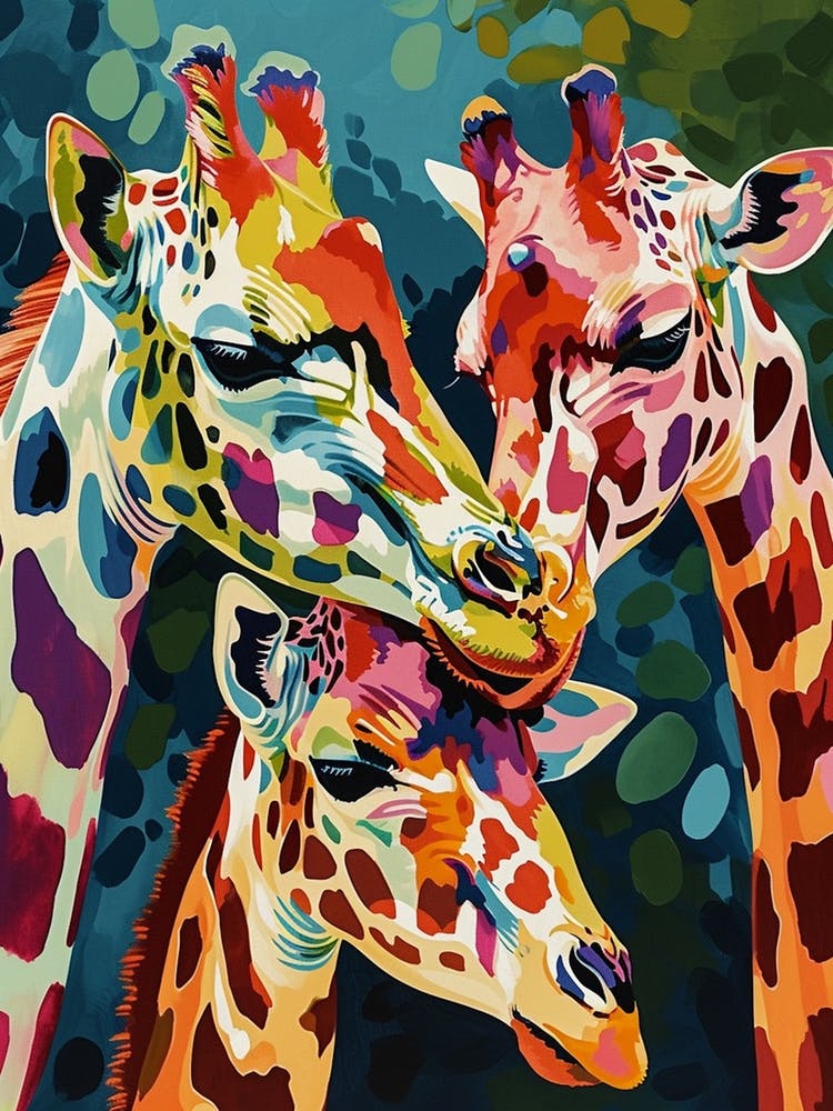 Colourful Giraffe Family 2