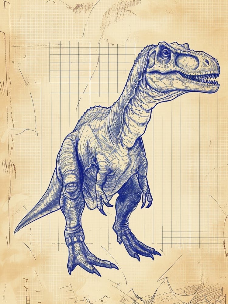 Dinosaur Blue Print Sketch 1