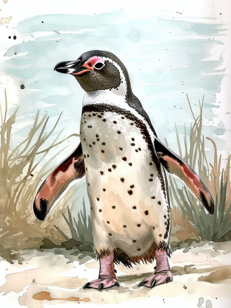 Humboldt Penguin Andrews Bay Watercolour Painting 4