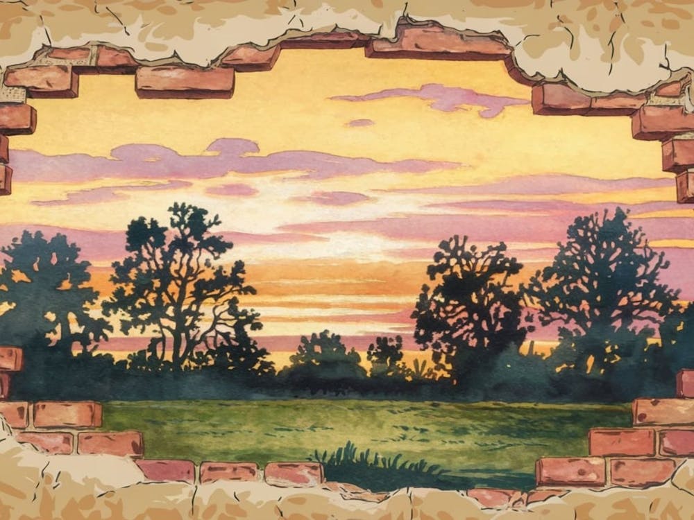 Sunset Through A Brick Wall