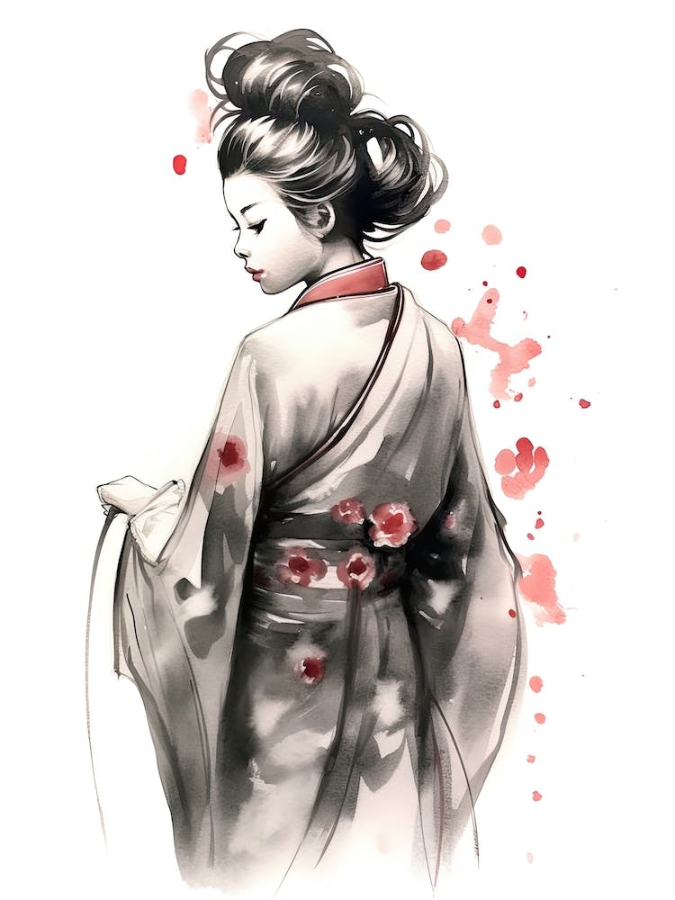 Geisha Ink Wash With Pink 2