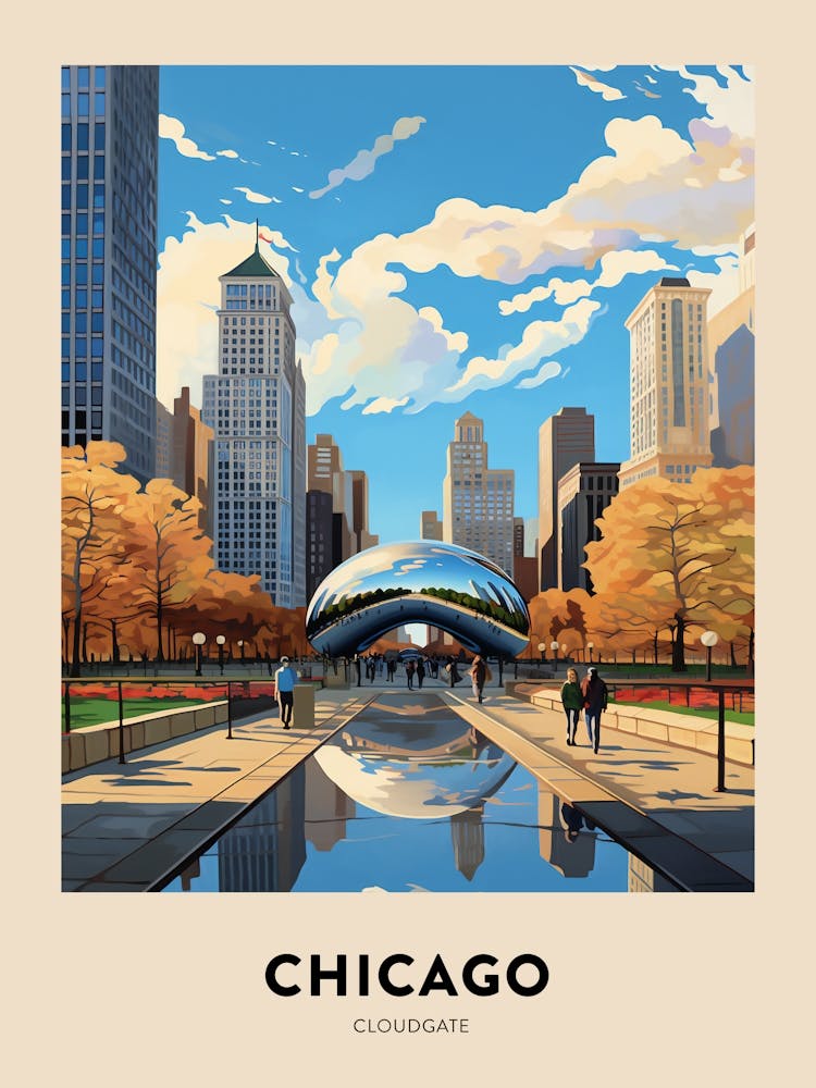 Cloudgate 4 Chicago Travel Poster