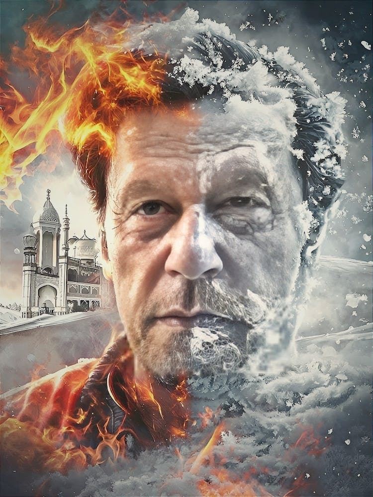 Imran Khan portrait (flames and breeze)