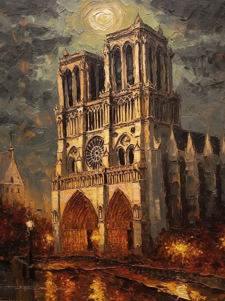 Notre Dame Paris Frankreich Van Gogh Stil 2