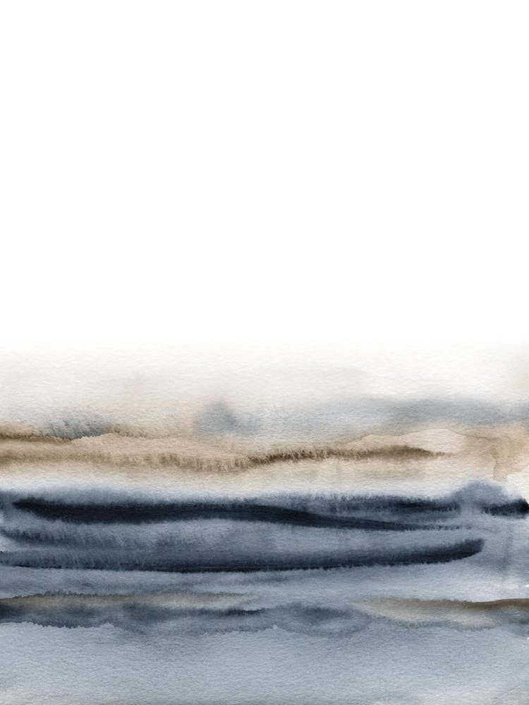 Abstract Watercolor Painting in Blue and Brown 1