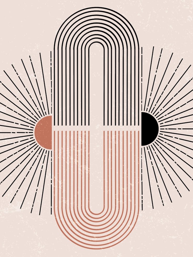 Geometrisch Abstrakt Konzentrische Linien Schleifenstrahlen Symmetrie