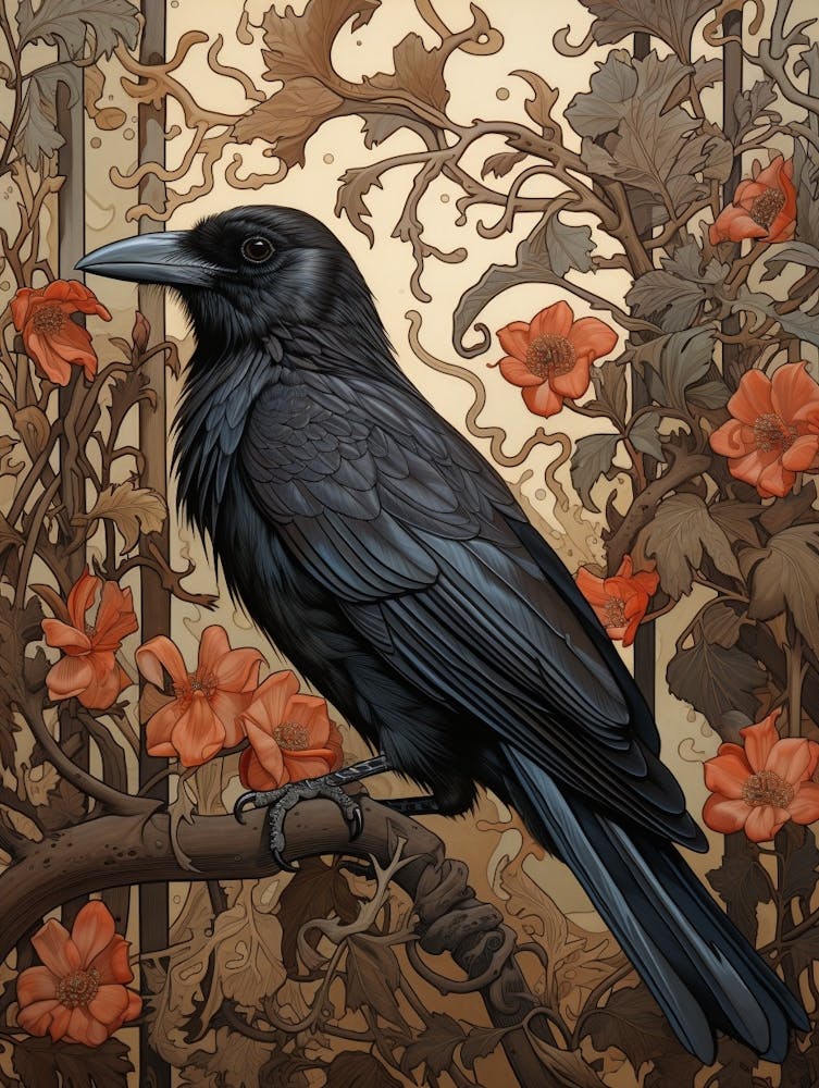 Dark And Moody Botanical Raven 1