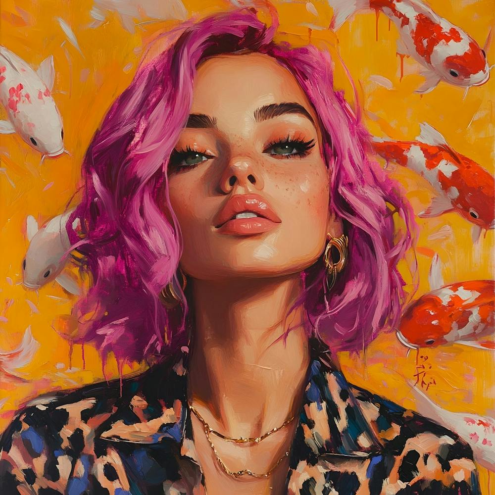 Beautiful Woman With Koi Fish 5