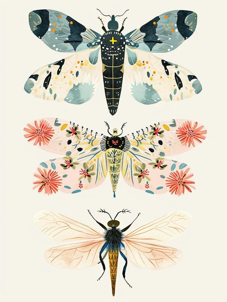 Colourful Insect Illustration Whitefly 2