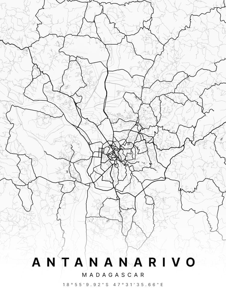 Antananarivo Madagascar White Map