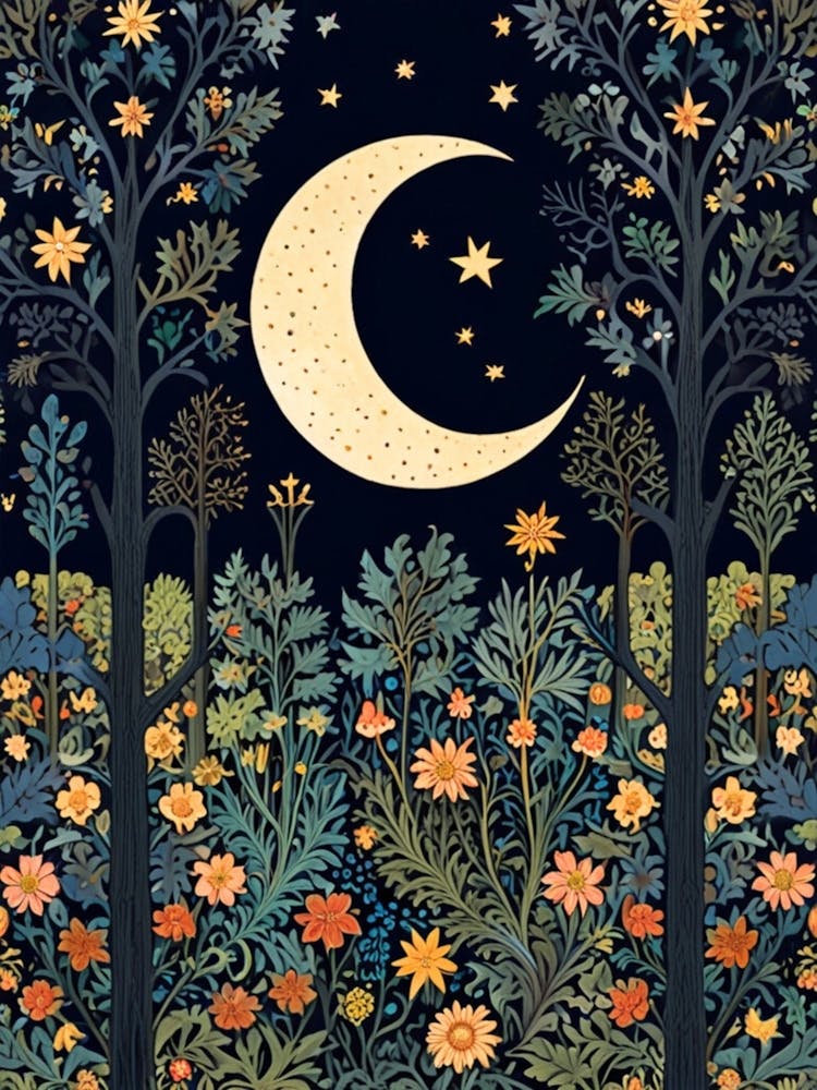 William Morris Moon And Flowers 74