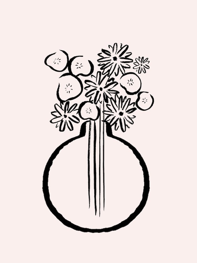 Monochrome Flowers In Vase