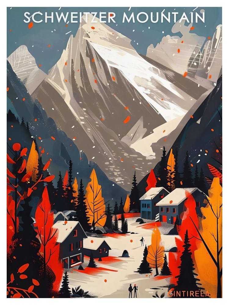 Schweitzer Mountain Poster Schweitzer Village Art Schweitzer Mountain Print Schweitzer Idaho Art Schweitzer Ski Art Schweitzer Souvenir