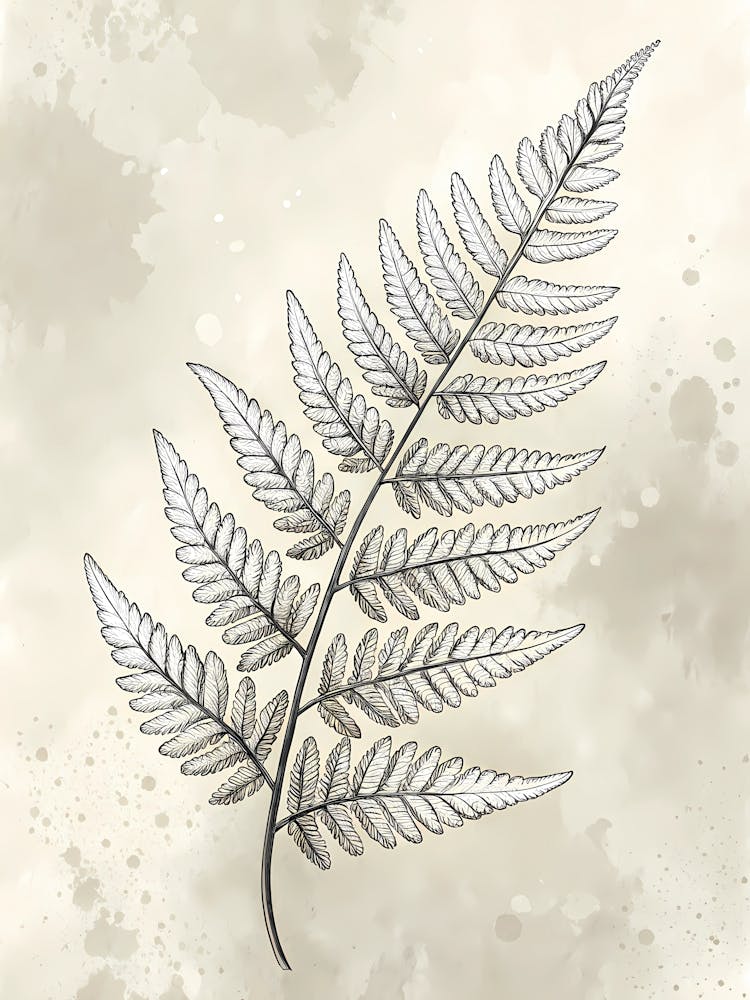 Minimalist Ink Sketch Of Monochrome Fern Leaf On
