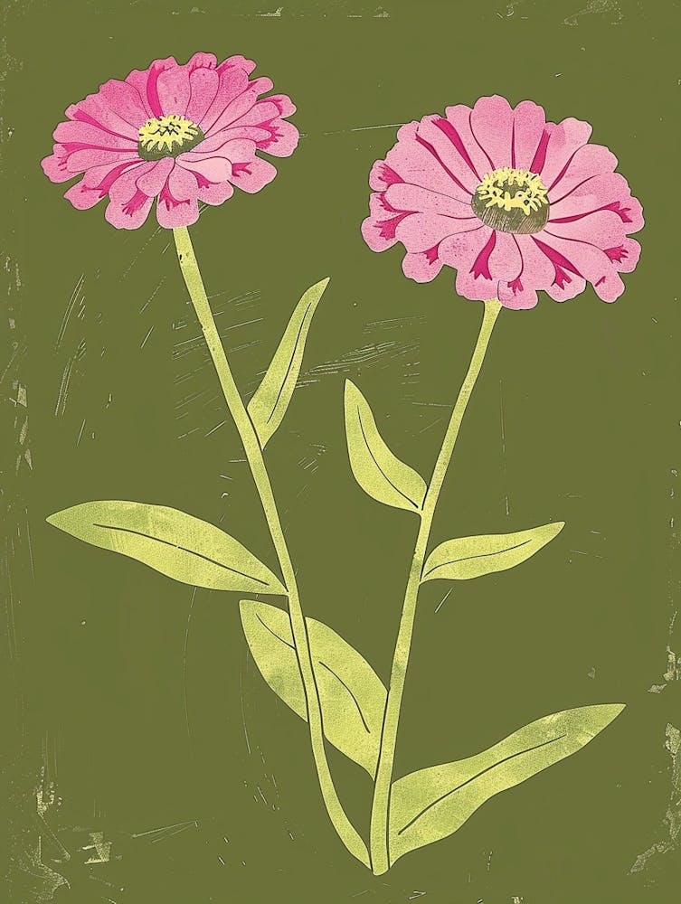 Pink & Green Zinnia 1