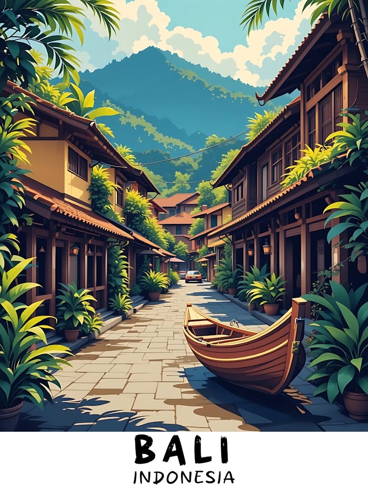 Bali Indonesia Vintage Travel Poster 14