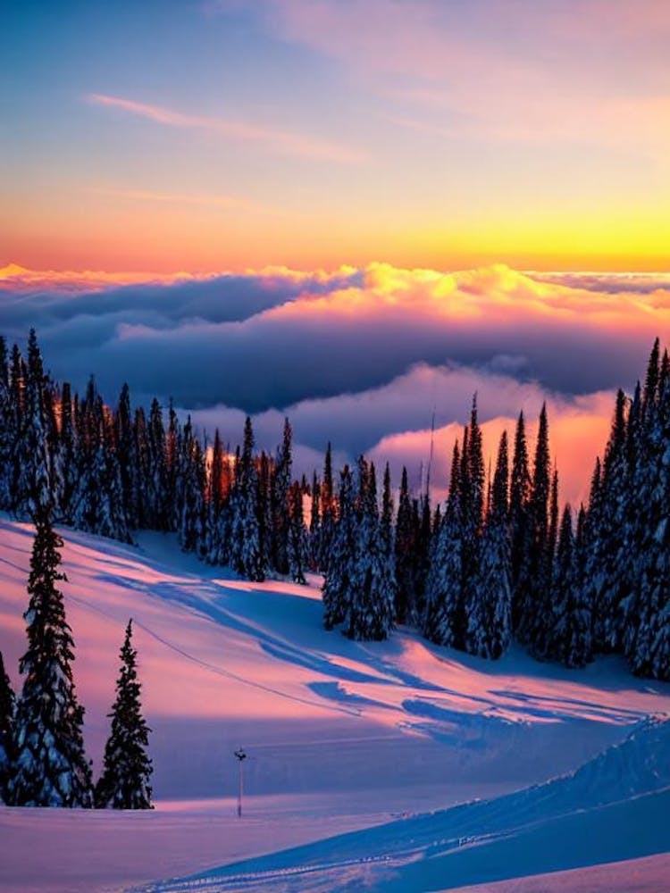 Shymbulak, Kazakhstan Sunrise Skiing Poster