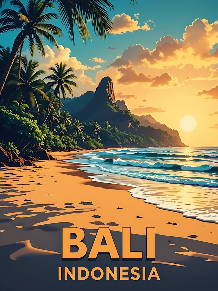 Bali Indonesia Vintage Travel Poster 7
