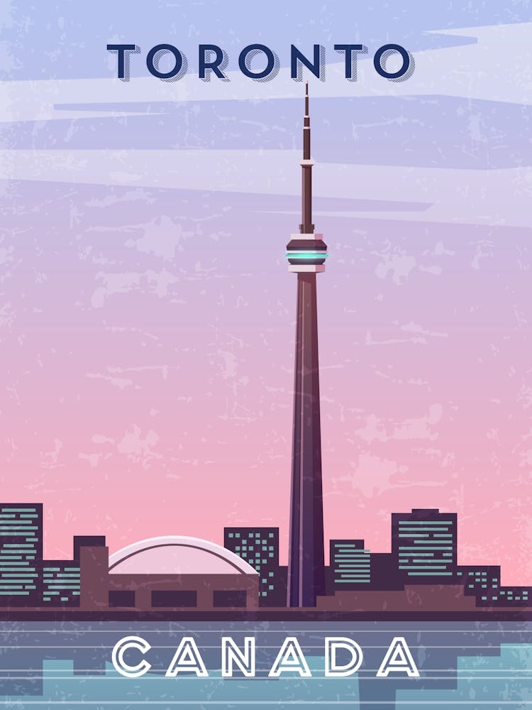 Toronto, Canada — Affiche de voyage rétro minimaliste