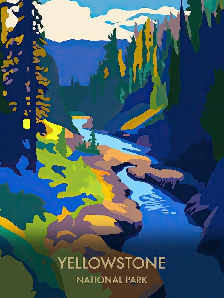 Yellowstone National Park Travel Poster Matisse Style 2