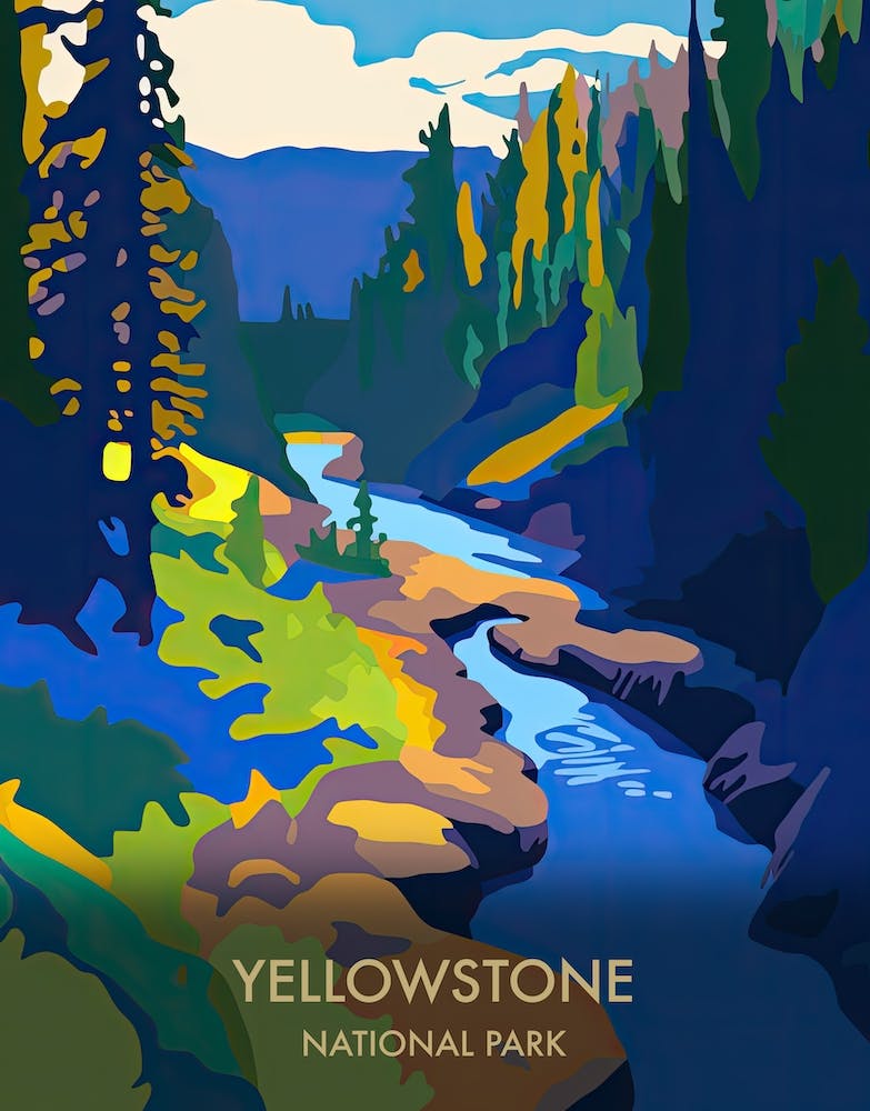 Yellowstone National Park Travel Poster Matisse Style 2