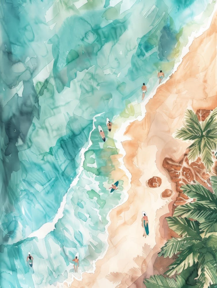 Watercolor Of A Beach