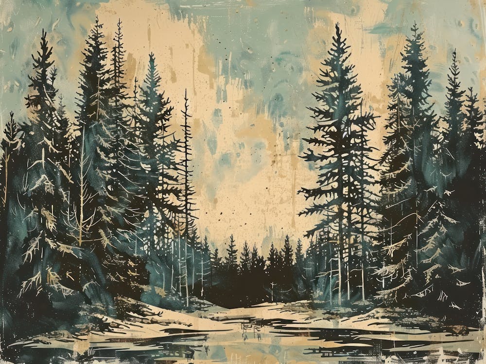 Vintage Wooded Pines 1