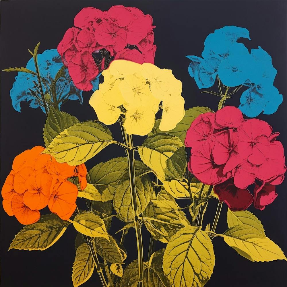 Hydrangea 2 Pop Art Illustration Square