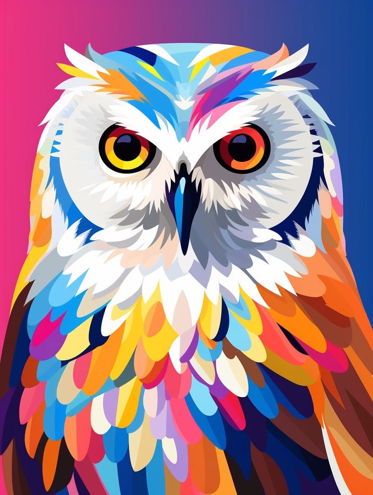 Colourful Geometric Bird Snowy Owl 2