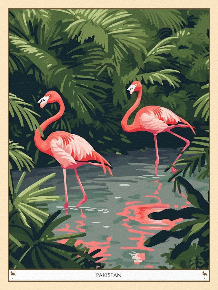 Greater Flamingo Pakistan Tropical Illustration 6 Poster