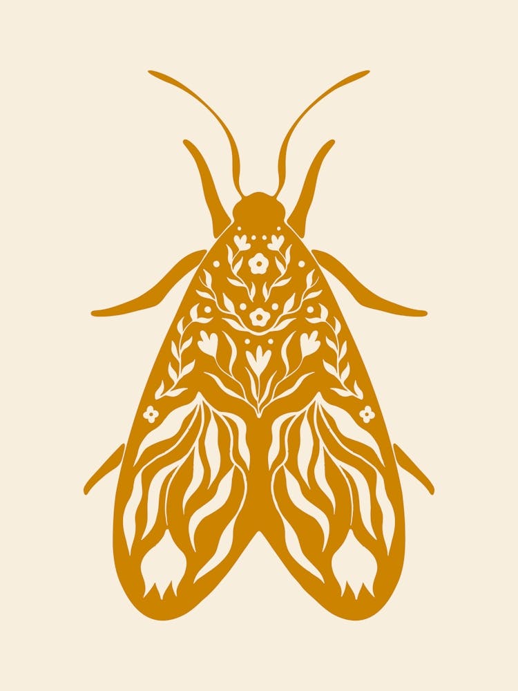 Folk Art Moth 02 - Mango