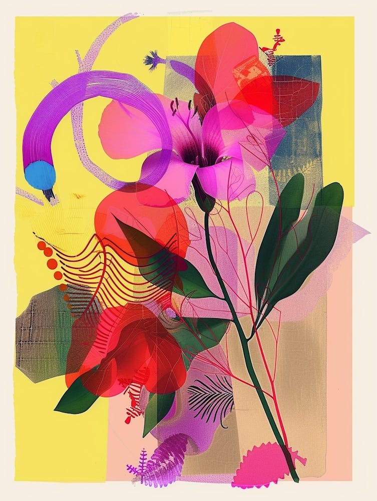 Cyclamen 1 Neon Flower Collage