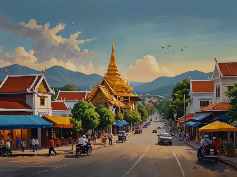 Street Scene In Thailand Art