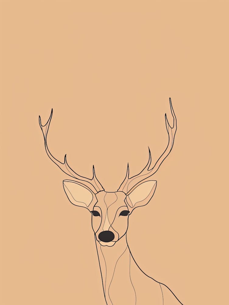Deer Drawing - Boho, Line Art 1