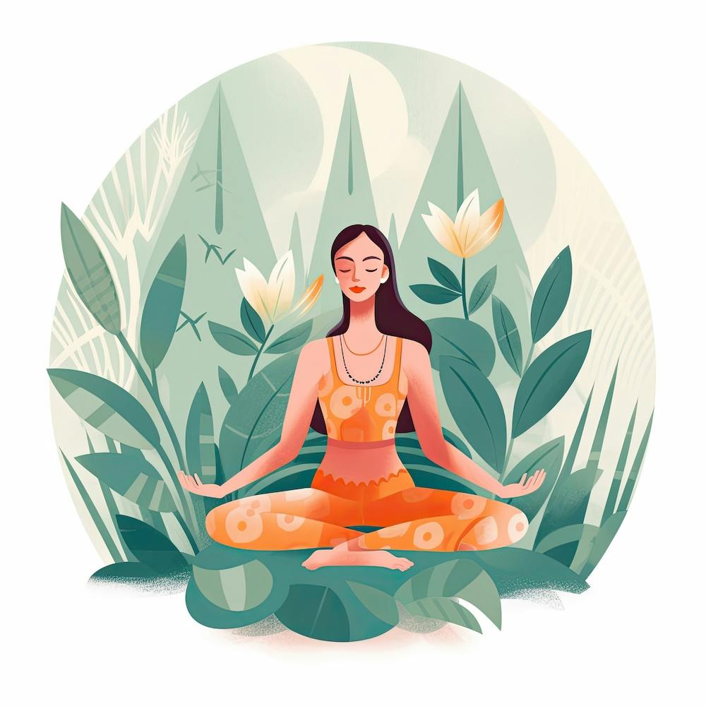 Woman Meditating In The Garden Bloom Body Art