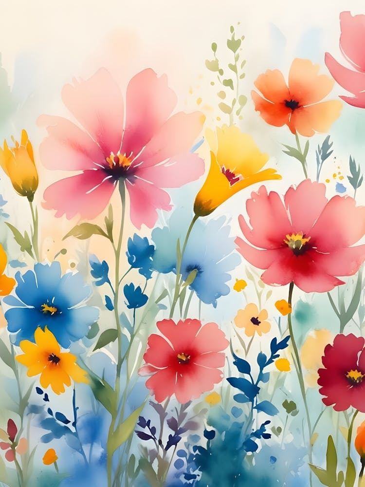 Wildflowers Field Watercolor 1