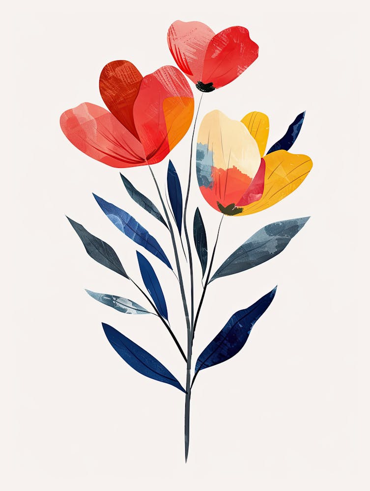 Red And Yellow Flowers, Boho, Minimalism