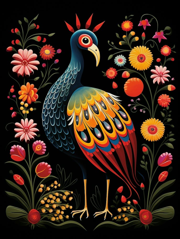 Folk Bird Illustration Emu 1