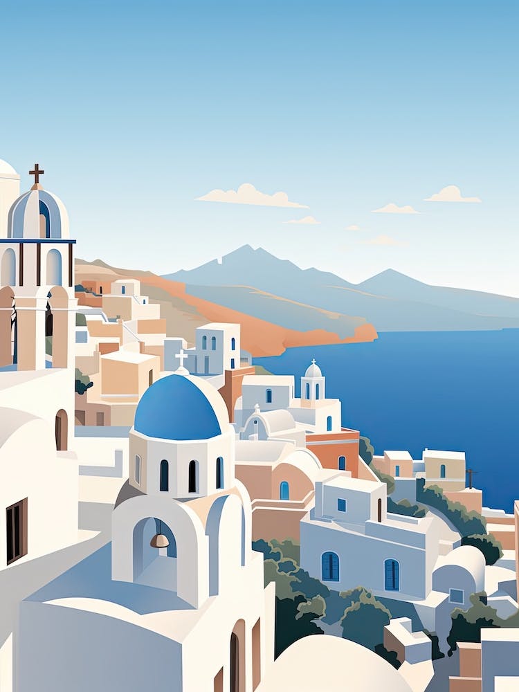 Santorini, Greece, Graphic Illustration 4