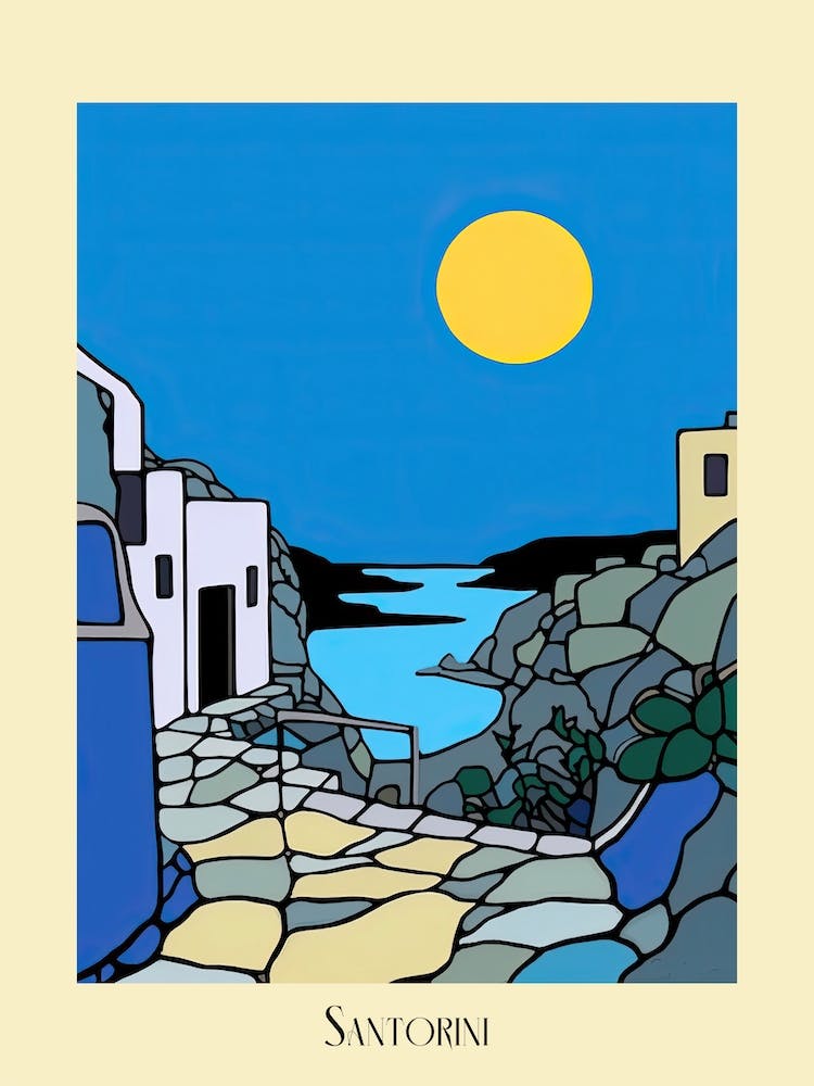 Poster Of Minimal Design Style Of Santorini, Greece 3
