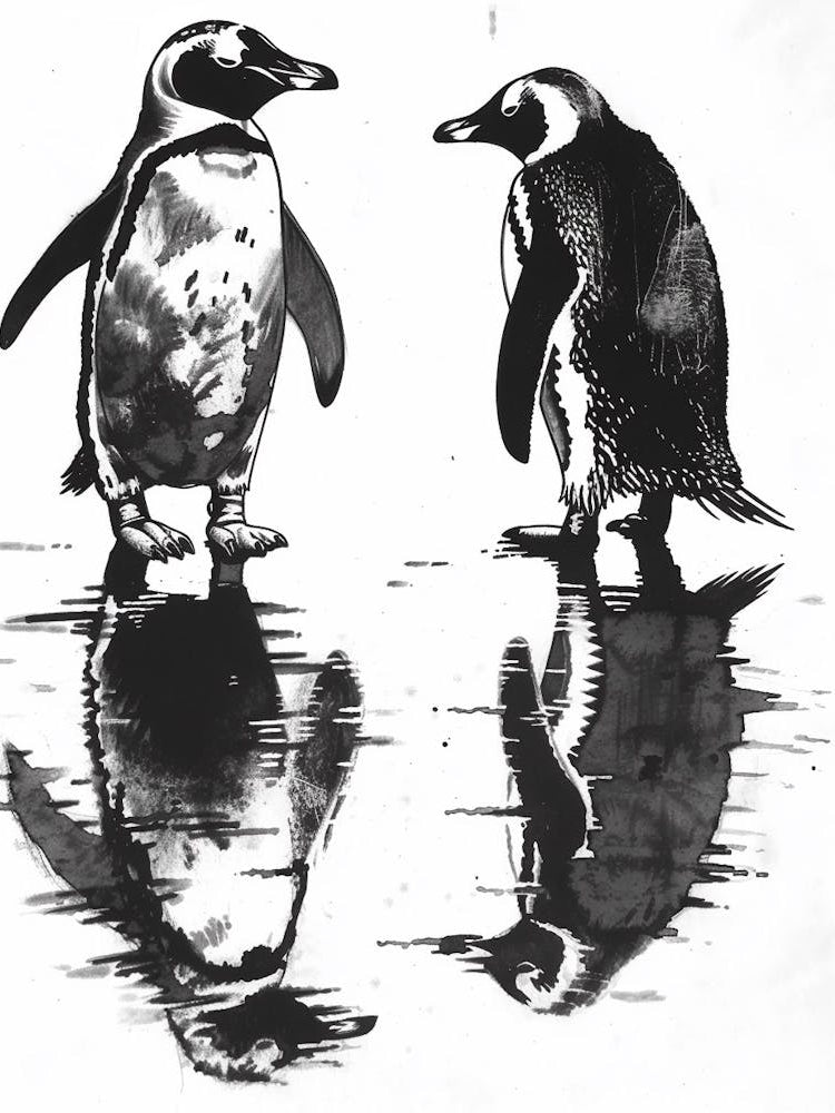 King Penguin Admiring Their Reflections 4