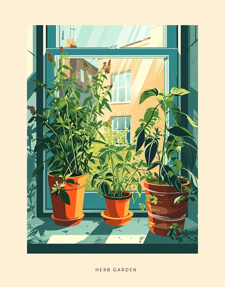 Kräutergarten Art-déco-Poster 2