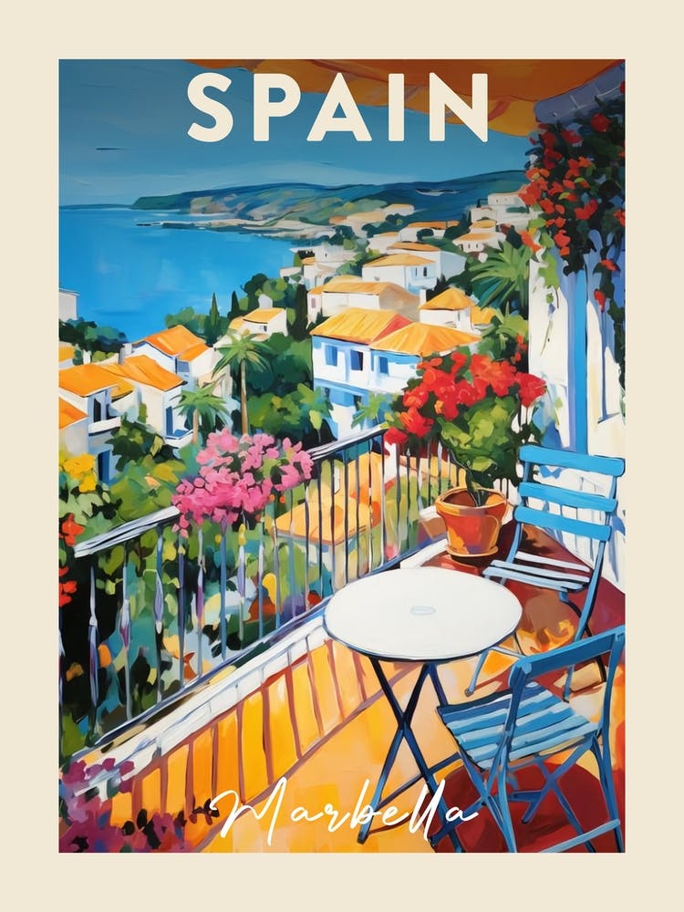 Marbella Spain 4 Fauvist Painting Travel Poster
