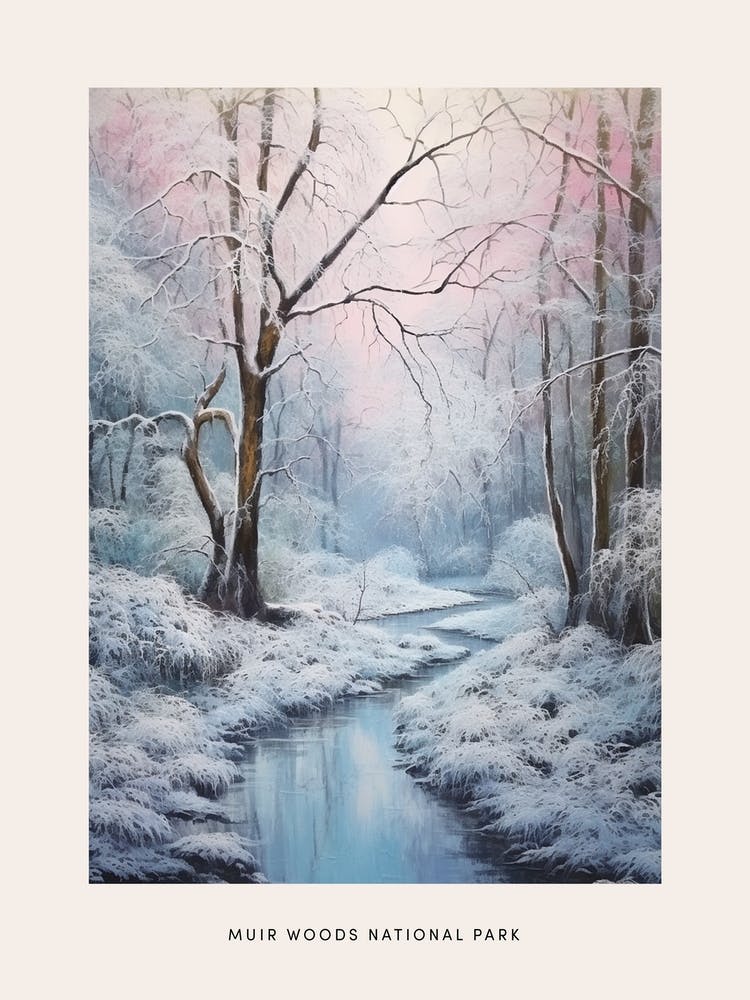 Dreamy Winter National Park Poster  Muir Woods National Park United States 4