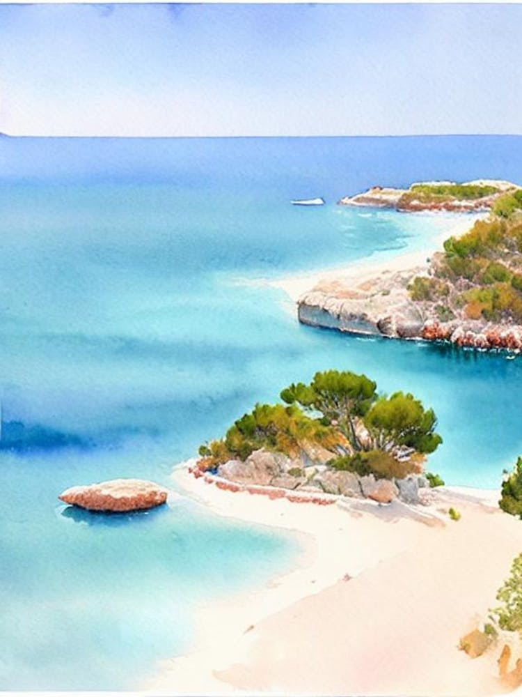 Cala Goloritzé 4, Sardinia, Italy Watercolour
