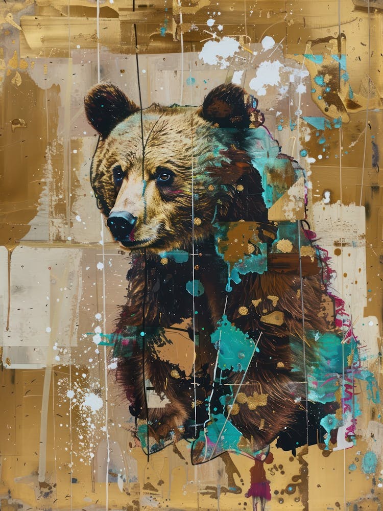 Brown Bear Gold Effect Collage 1